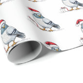 Modern Pigeon Santa Claus Weihnachten Geschenkpapier (Rolleneckpunkt)