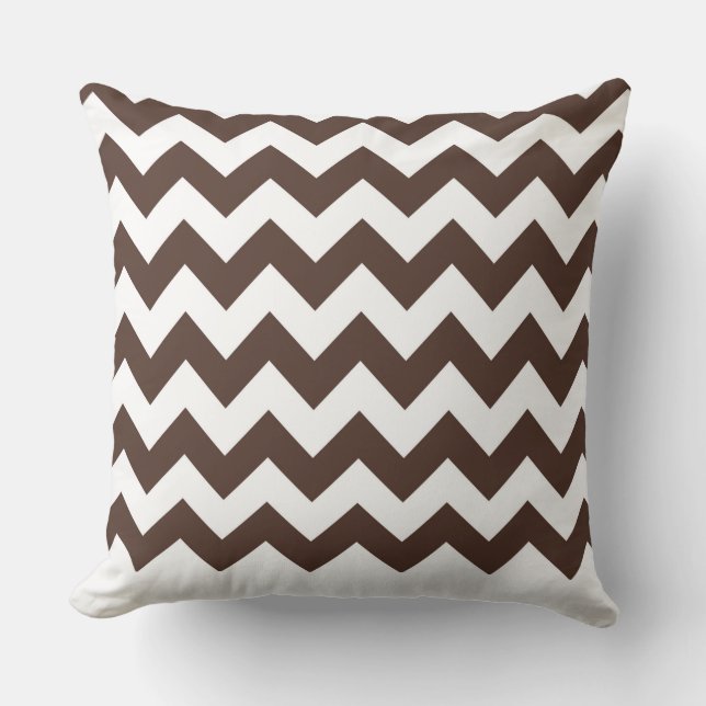 Modern Pillow Brown Zig Zag Muster CH9 Kissen (Vorderseite)