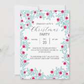 Modern Pine Branch and Red Berry Christmas Pattern Einladung (Vorderseite)