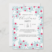 Modern Pine Branch and Red Berry Christmas Pattern Einladung (Vorderseite)