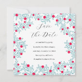 Modern Pine Branch and Red Berry Christmas Pattern Save The Date (Vorderseite)