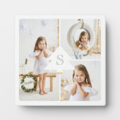 Modern Pine Tree Monogram Three Foto Collage Fotoplatte (Vorderseite)