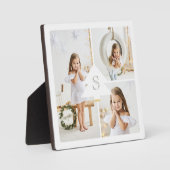 Modern Pine Tree Monogram Three Foto Collage Fotoplatte (Vorderseite)