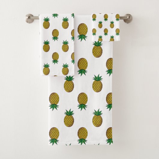 Modern Pineapple Pattern on White Badhandtuch Set (Insitu)