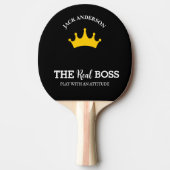 Modern Ping Pong Player Name Crown White Text Tischtennis Schläger (Vorderseite)
