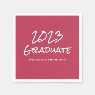 Modern Pink 2023 Abschluss Name Serviette
