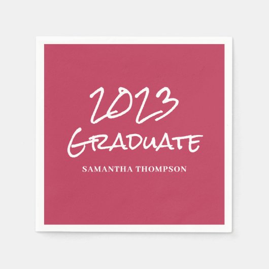 Modern Pink 2023 Abschluss Name Serviette (Vorderseite)