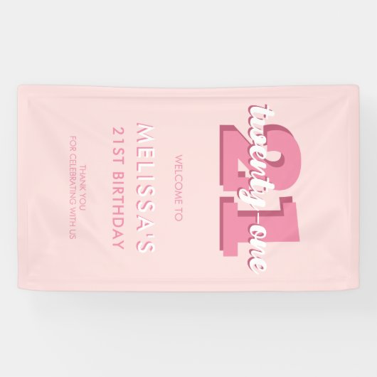 Modern Pink 21. Geburtstag Banner (Horizontal)