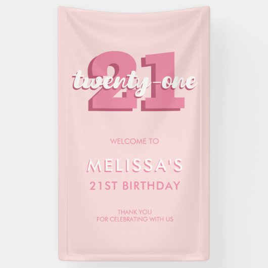 Modern Pink 21. Geburtstag Banner (Vertikal)
