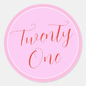 Modern Pink 21. Runder Aufkleber (Vorderseite)
