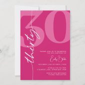 Modern Pink 30. Geburtstagsfeier Party Einladung (Vorderseite)