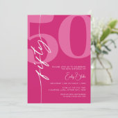 Modern Pink 50. Geburtstagsparty Einladung (Stehend Vorderseite)
