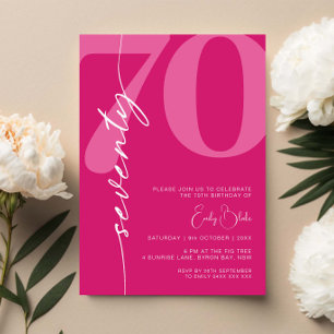 Modern Pink 70. Geburtstagsparty Einladung