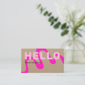 Modern Pink Abstrakt Wave Hello Kraft Visitenkarte (Stehend Vorderseite)