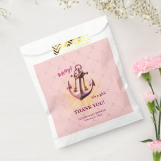 Modern Pink Ahoy! Anchor Nautical Baby Dusche Geschenktütchen