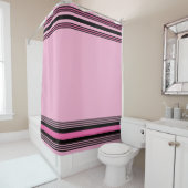 Modern Pink and Black Stripes Shower Curtain  Duschvorhang (Beispiel)