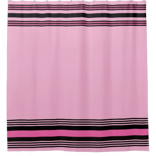 Modern Pink and Black Stripes Shower Curtain  Duschvorhang (Vorderseite)
