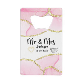 Modern Pink and Gold Mr. and Mrs. Geldbeutel Flaschenöffner