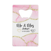 Modern Pink and Gold Mr. and Mrs. Geldbeutel Flaschenöffner (Rückseite)