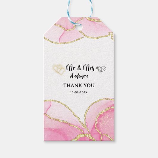 Modern Pink and Gold Mr. and Mrs. Geschenkanhänger (Vorderseite)