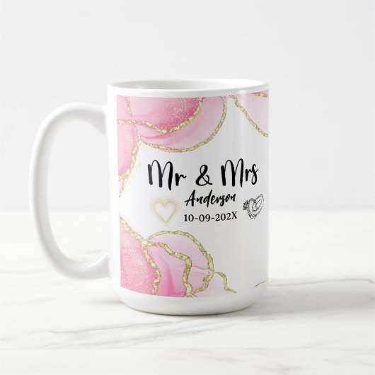 Modern Pink and Gold Mr. and Mrs. Kaffeetasse (Links)