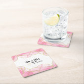 Modern Pink and Gold Mr. and Mrs. Rechteckiger Pappuntersetzer (Vor Ort)