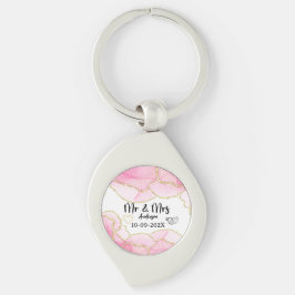 Modern Pink and Gold Mr. and Mrs. Schlüsselanhänger