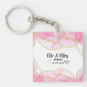 Modern Pink and Gold Mr. and Mrs. Schlüsselanhänger (Vorderseite)