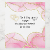 Modern Pink and Gold Mr. and Mrs. Weinetikett (Einzelnes Label)