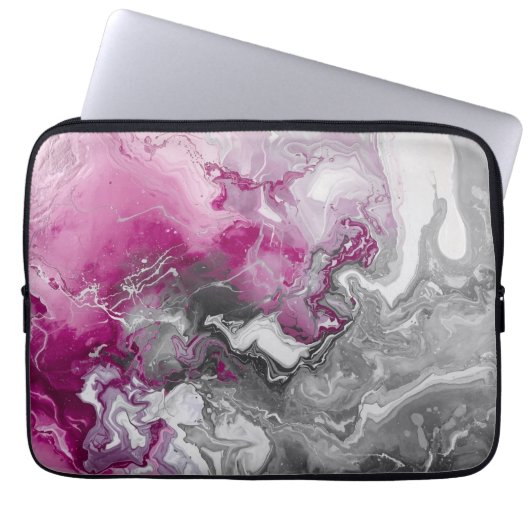 Modern Pink and Grey Marble Stone design Laptopschutzhülle (Vorderseite)