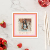 Modern Pink and Orange Border Photo Graduation Serviette (Beispiel)