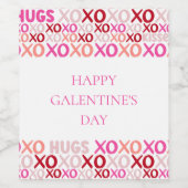 Modern Pink and Red XOXO Happy Galentine's Day Weinetikett (Einzelnes Label)