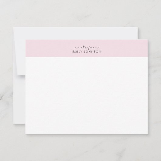 Modern pink and white a note from flat card einladung (Vorderseite)