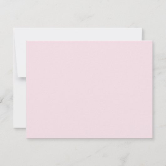Modern pink and white a note from flat card einladung (Rückseite)