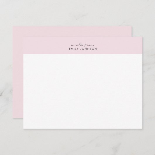 Modern pink and white a note from flat card einladung (Vorne/Hinten)