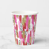 Modern Pink and White Party Paper Cups Pappbecher (Rückseite)