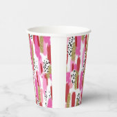 Modern Pink and White Party Paper Cups Pappbecher (Rechts)