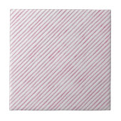 Modern Pink And White Stripes Ceramic Tile Fliese (Vorderseite)