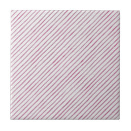 Modern Pink And White Stripes Ceramic Tile Fliese