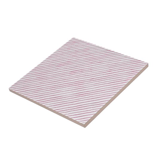 Modern Pink And White Stripes Ceramic Tile Fliese (Seite)