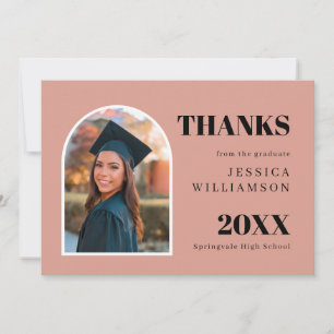 Modern Pink Arch Foto Abschluss Danke Karte