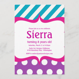 Modern Pink auf Hot Pink Aquamarin Polka Punkt Ein Einladung