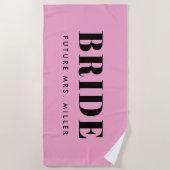 Modern Pink Bachelorette Future Frau Bride Strandtuch (Vorderseite)