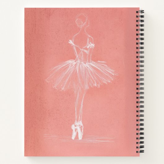 Modern Pink Ballerina Sketch Custom Name Notizblock (Rückseite)