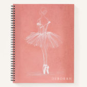 Modern Pink Ballerina Sketch Custom Name Notizblock (Vorderseite)