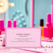 Modern Pink Beauty Nail Salon Business Card Visitenkarte