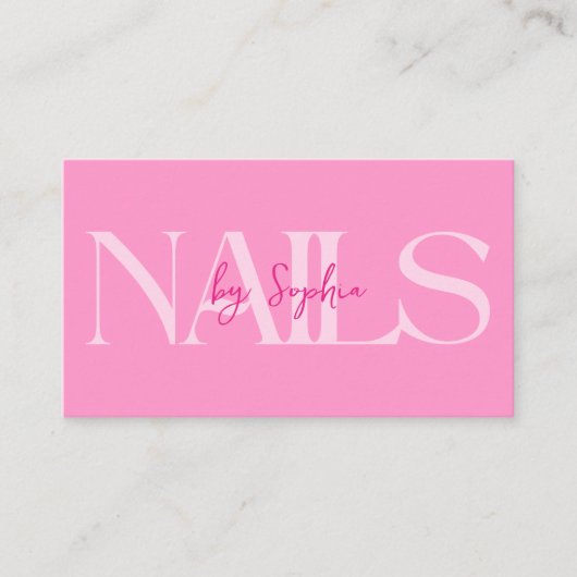Modern Pink Beauty Nail Salon Business Card Visitenkarte (Vorderseite)