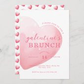 Modern Pink Big Heart Galentine's Day Brunch Einladung (Vorne/Hinten)