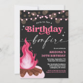 Modern Pink Birthday Bonfire Einladung (Vorderseite)
