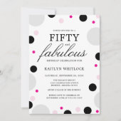Modern Pink Black Bold Script 50th Birthday Party Einladung (Vorderseite)